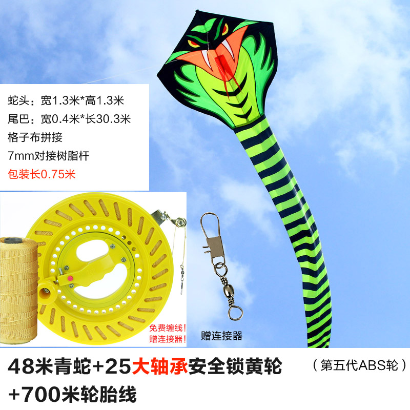 风筝儿童成型微风易飞大特大青蛇卡通初学者龙形风筝创意 三维工匠 48米青蛇+26轮3号700米专业线高清大图