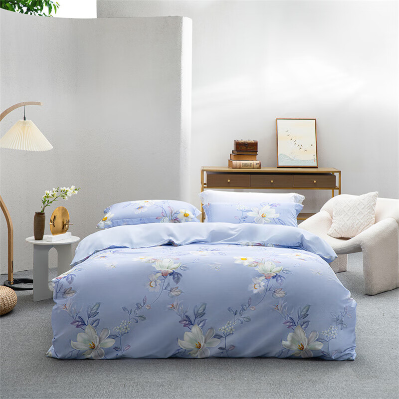 水星家纺全棉四件套DH花语风吟-S04(抗菌)150cm×200cm
