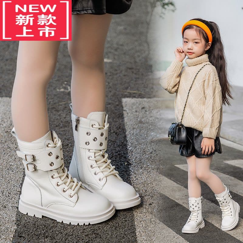 可莉允儿童靴子2022秋冬季新款童鞋男童时尚皮靴女童加棉马丁靴中大童潮图片