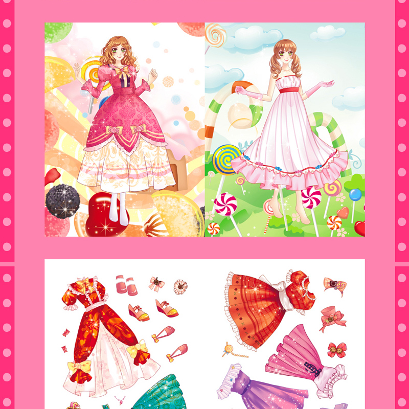 [正版]公主换装贴纸全6册儿童换装贴纸换衣服女孩公主贴画换装秀卡通贴贴纸智力开发书籍3岁4岁5岁6岁2反复贴益智专注力高清大图