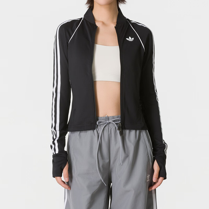 Adidas阿迪达斯夹克女装新款修身时尚运动服舒适简约休闲外套KT7027 ZP KT7029/黑色 M