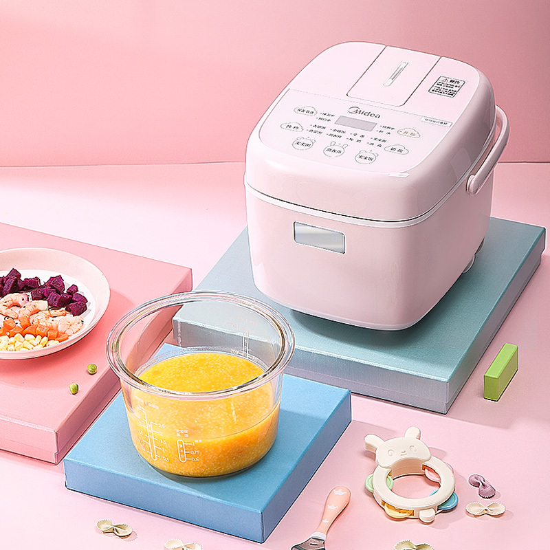 美的(Midea)电饭煲电饭锅1.6L迷你容量智能预约触摸操控1-2人玻璃内胆母婴bb宝宝小电饭煲