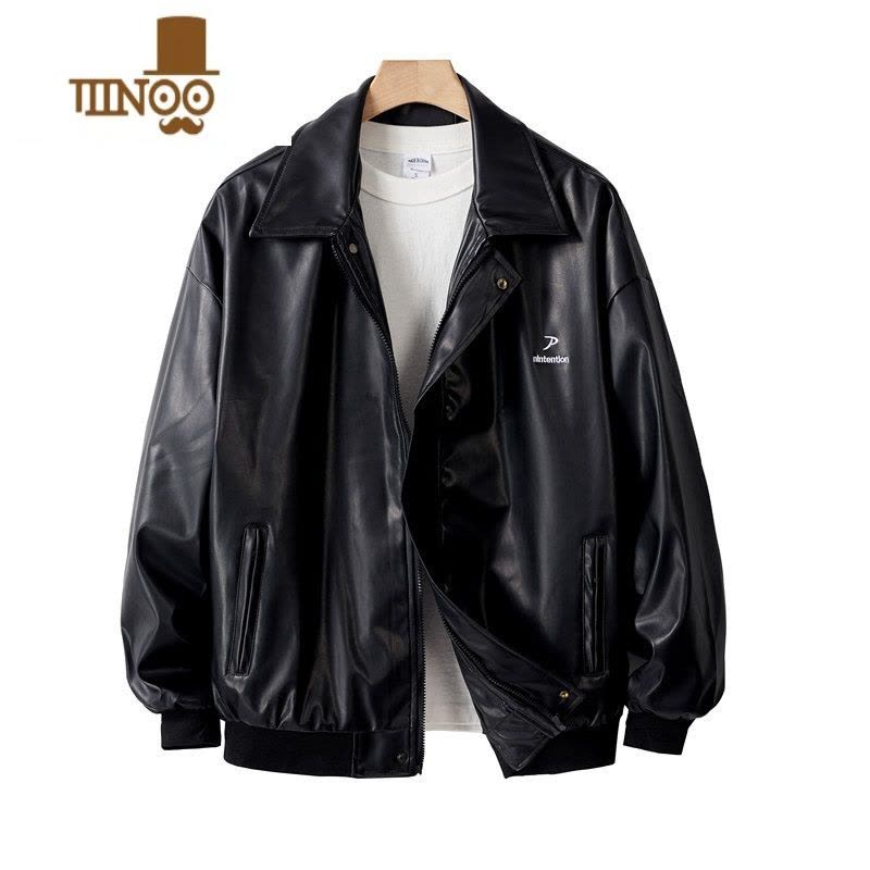 YANXU新款复古pu皮外套男潮流宽松皮衣机车服街头潮牌痞帅情侣夹克图片