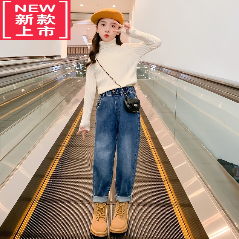 可莉允女童高领毛衣秋冬2022新款女大童洋气童装秋装儿童打底针织衫上衣