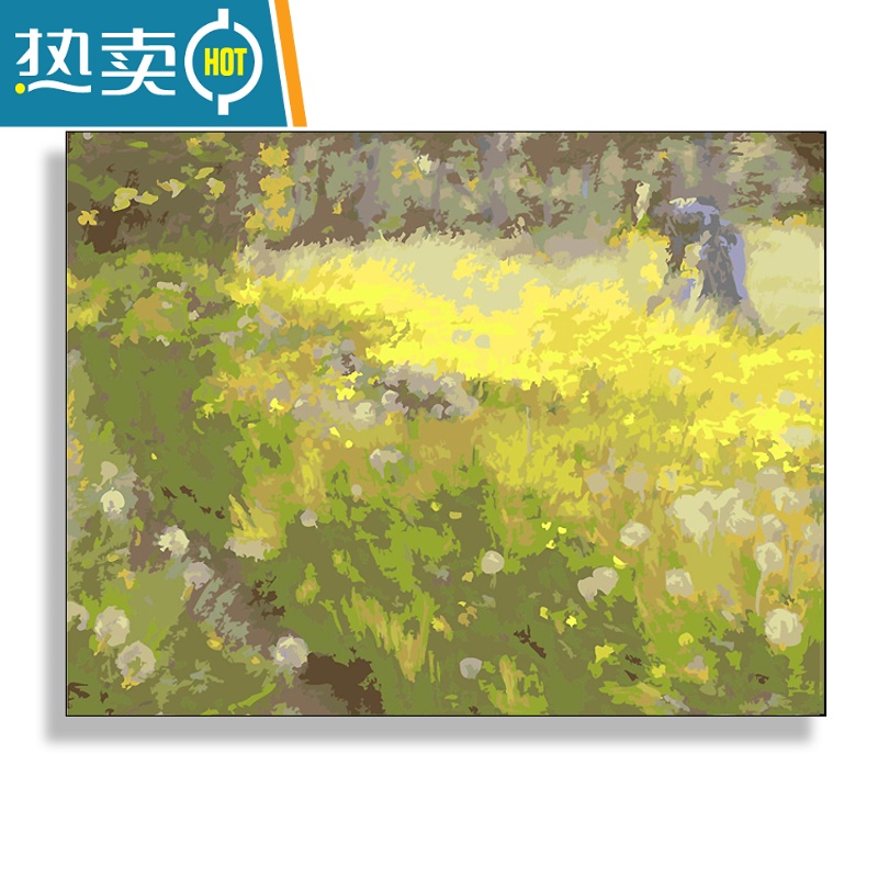 敬平莫奈白玫瑰DIY手绘数字油画现代美式客厅卧室印象派风景装饰画装饰画 L103印象派B款 淡彩画板+香槟银外框60*75cm+足量颜料六只笔