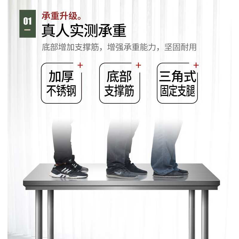 谋福 bhl0170 拆装不锈钢工作台 饭店厨房操作台工作桌打荷台打包装台面[180*80*80cm双层]高清大图