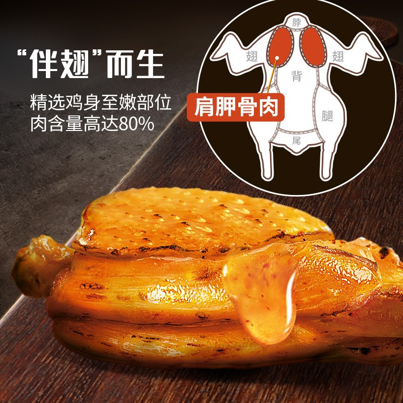无穷烤鸡肩胛骨肉(蜂蜜味)60g袋装(共4枚)烤鸡翅根盒装烤鸡小腿鸡翅肉类休闲小零食