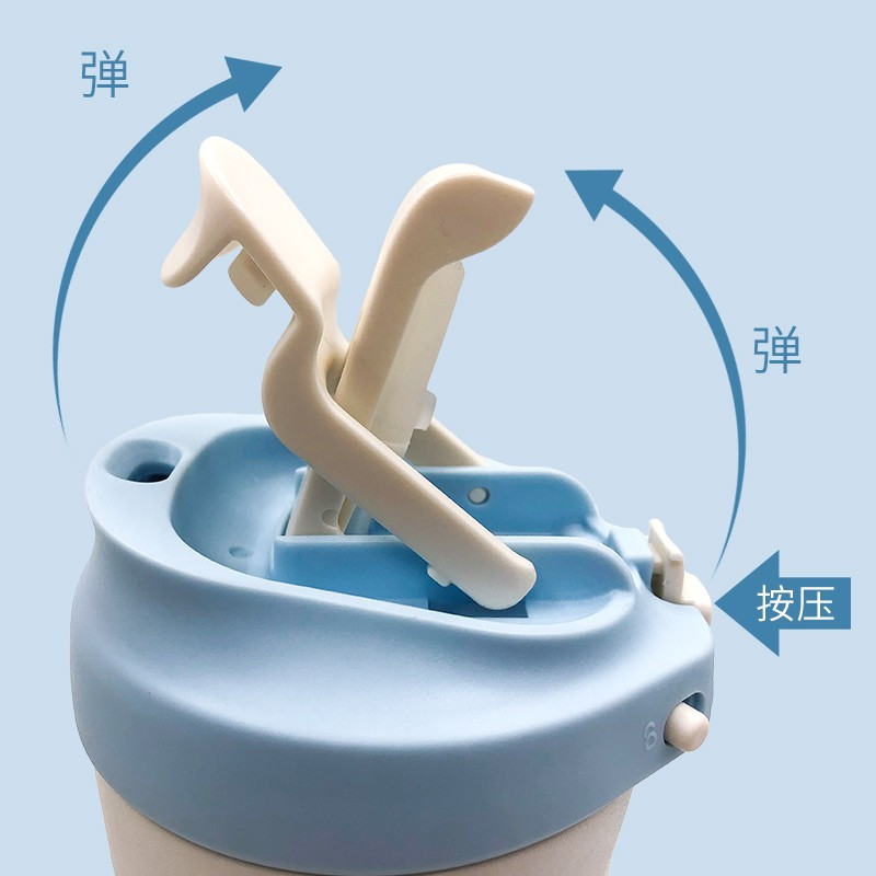 仙德曼SADOMAIN 316不锈钢保温杯带吸管 马卡龙吸管可爱杯便携式冷饮杯子 LL506-天蓝(500ml)
