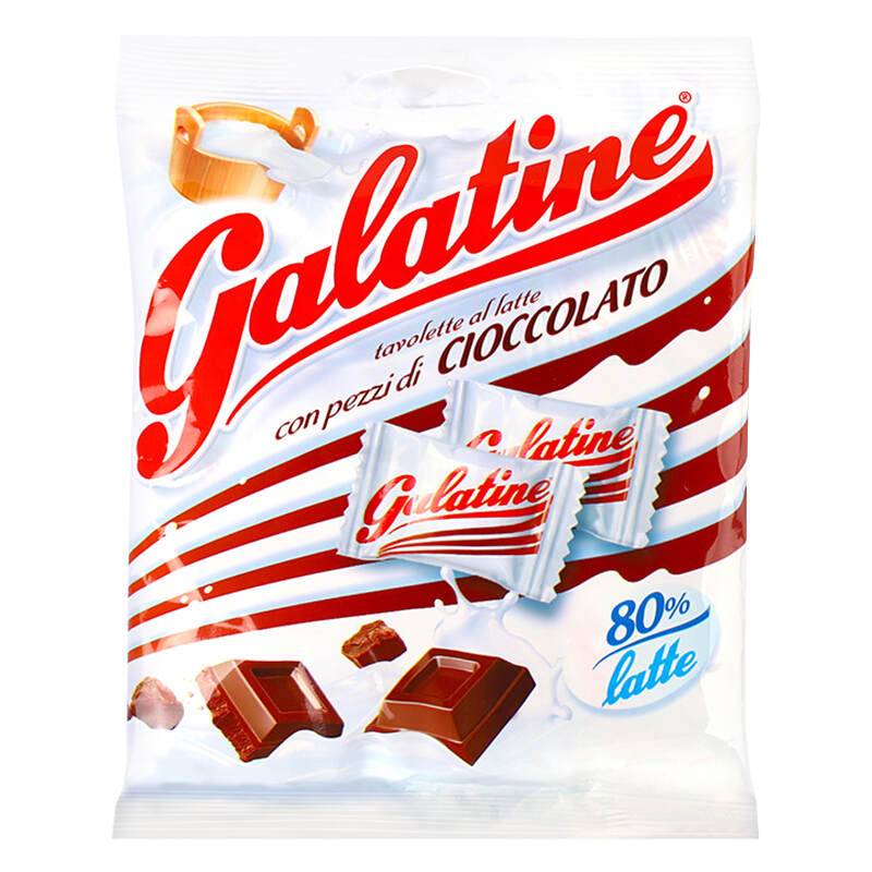 意大利进口galatine牛奶糖压片糖补钙糖果巧克力味115g袋