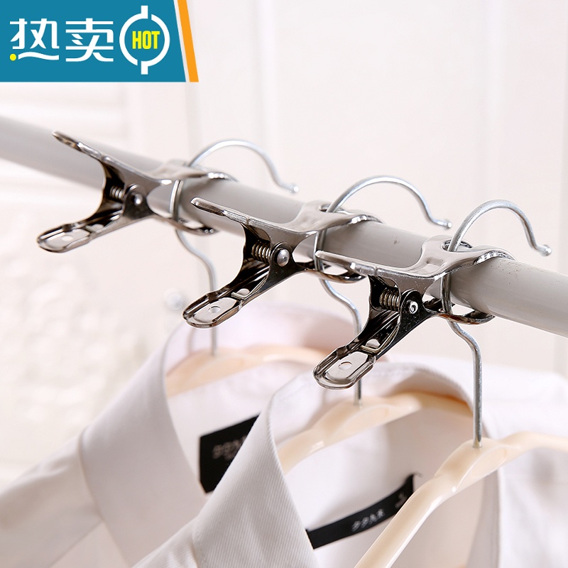 敬平不锈钢防风晾衣夹晒被子大号棉被夹袜子晾晒夹晾衣服的固定夹子 铁夹中号10个装高清大图