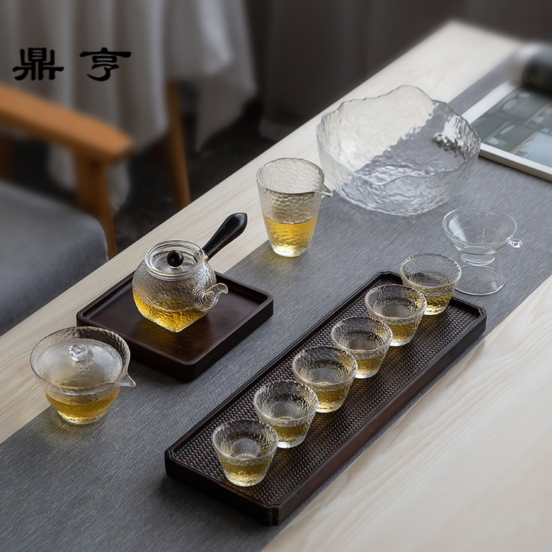 鼎亨日式玻璃功夫茶具耐高温侧把壶花茶泡茶壶红茶煮茶器简约透明