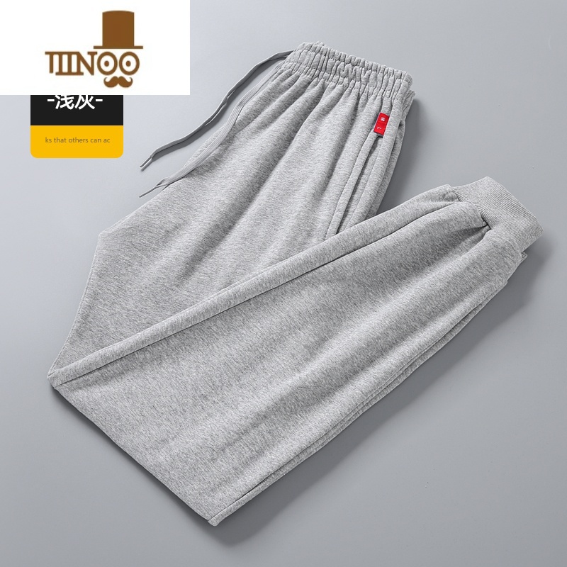 YANXU男士运动裤男长裤直筒薄款款束脚加绒加厚休闲裤拉链百搭高清大图