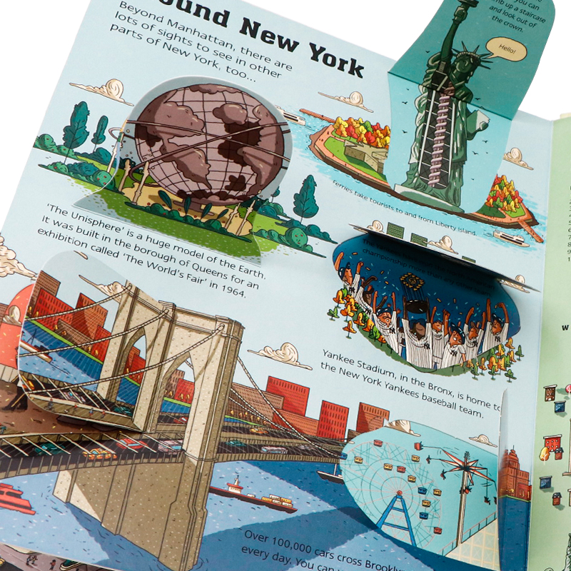 [正版]Usborne看里面系列翻翻书 纽约 See Inside New York City 英文原版绘本 立体书早高清大图