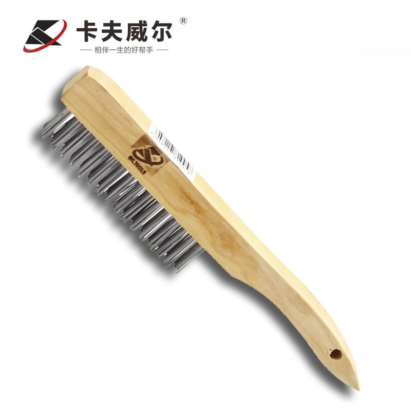 卡夫威尔木柄钢丝刷铁除锈清洁鱼鳞带铲子家用锅 EM4005 木柄钢丝刷4*16
