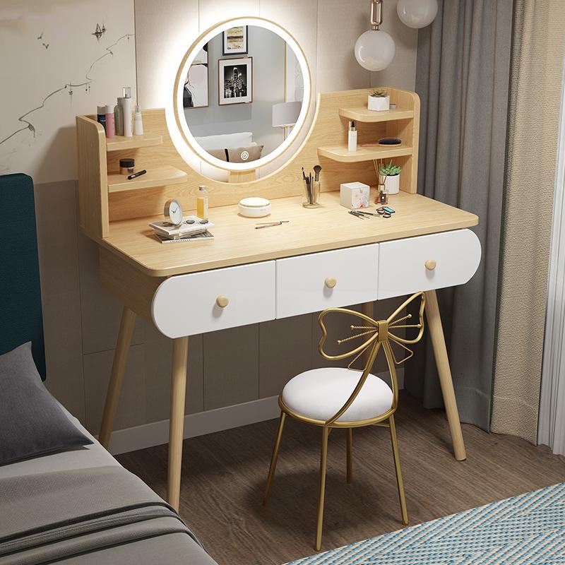 梳妆台闪电客卧室现代简约收纳柜一体简易化妆台北欧风小型化妆桌子