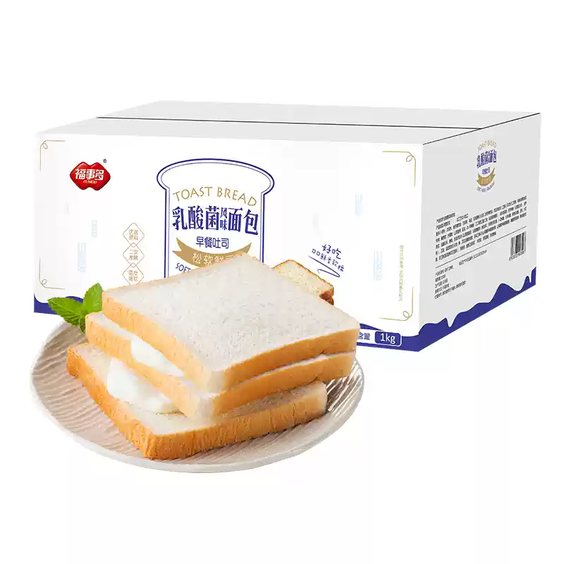 [2箱装]福事多乳酸菌味夹心吐司面包1kg/箱整箱代早餐学生营养面包零食品高清大图