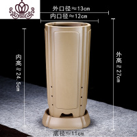 封后精品四方紫砂兰花盆大号高手工陶瓷老桩室内桌面古典 四方-千筒-段泥-奎面(带底座) 大
