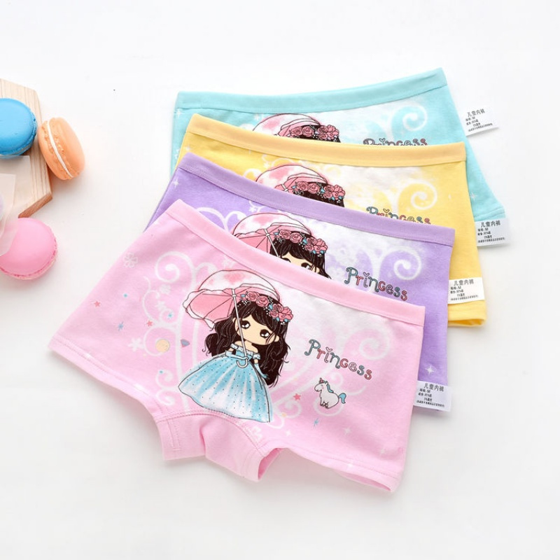 促销4条装女童纯棉内裤女孩平角裤宝宝三角内裤儿童内衣裤中大童短裤