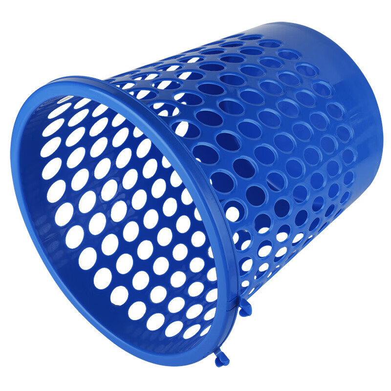 得力 圆形垃圾筒清洁桶垃圾桶 办公碎纸废纸篓圆形纸屑果壳箱 9556蓝色高清大图