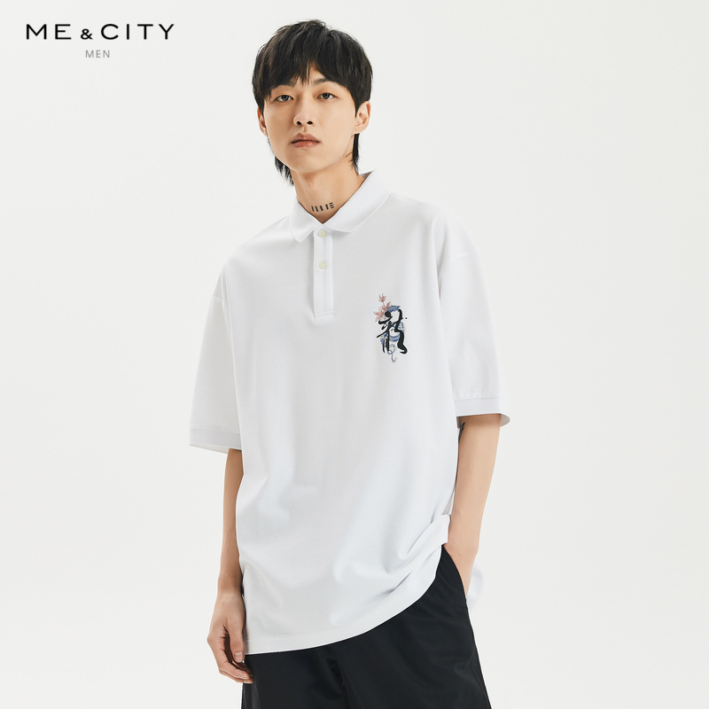 赵磊同款MECITY男装2020夏季新款纯棉轻薄印花Polo衫短袖男