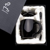 创意复古咖啡杯简约情侣陶瓷杯带盖勺大容量马克杯办公室喝水杯子