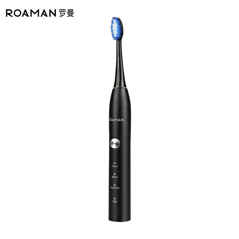 罗曼(ROAMAN)电动牙刷T5声波电动牙刷成人自动口腔护理充电式声波智能牙刷美白护齿黑色软毛刷家用儿童防水软毛牙刷
