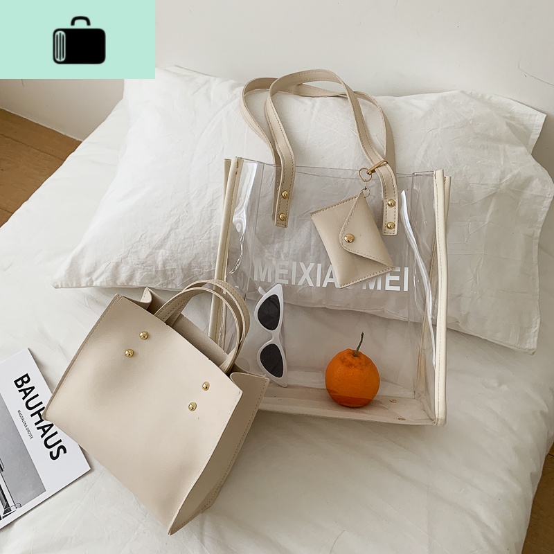上新ins夏天超火女母包高级感洋气时尚透明果冻单肩包手提包NEWLAKE 白色