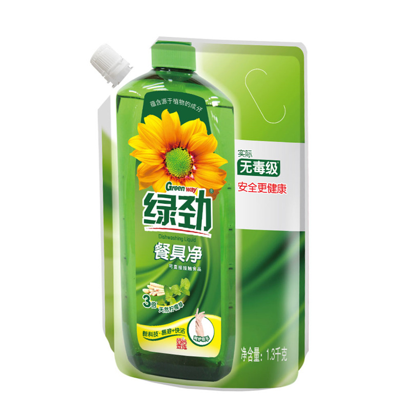 绿劲新一代安全洁净餐具净洗洁精天然柠檬草袋装1.3kg 威露士(Walch)出品