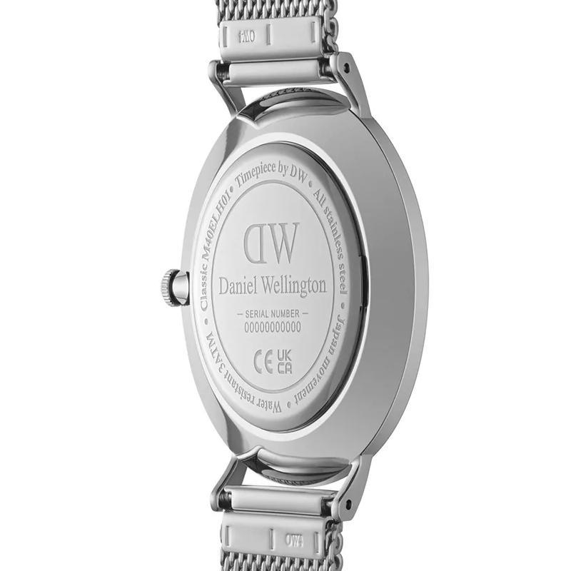 丹尼尔惠灵顿(Daniel Wellington)女款蓝色多功能机械表40mm银色不锈钢网状表带防水时尚