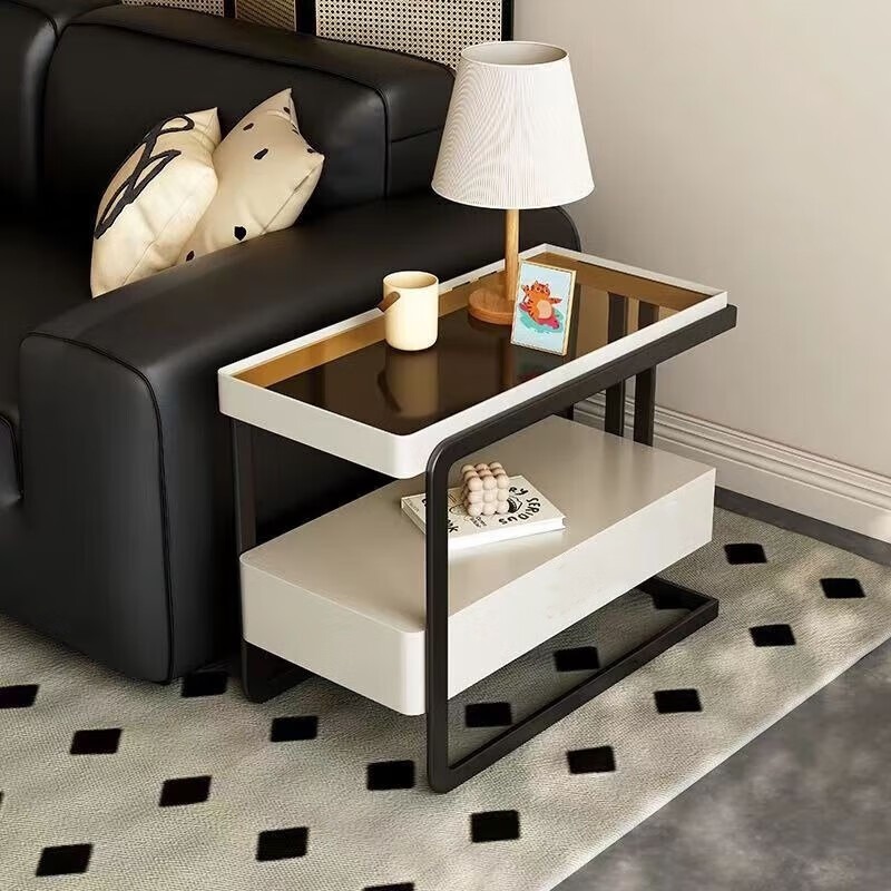 青木川 简约现代轻奢实木边几沙发边柜可移动小茶几客厅小户型侧边柜角几茶台小茶几角几岩板茶水柜置物架高清大图