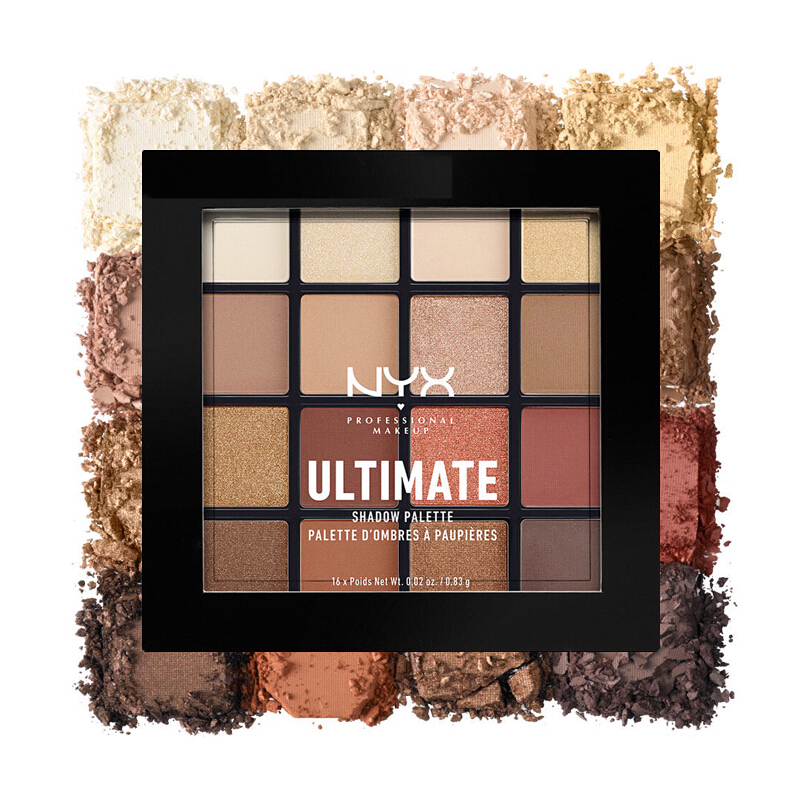 NYX 16色眼影盘珠光哑光暖色平价眼妆 03#warm neutrals#大地色眼影盘 美国进口