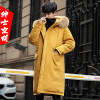 绅士空间 2019冬季羽绒服男中长款青少年修身男装韩版男士羽绒服连帽保暖加厚外套YYS.895