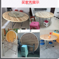 杉木圆餐桌可折叠桌家用10人吃饭现代简约圆形餐桌大园桌子台面板