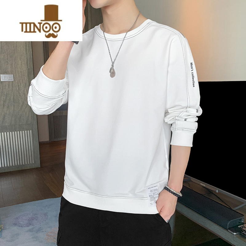 YANXU2023新款韩版潮流长袖打底衫无帽男士卫衣ins潮牌男装春装