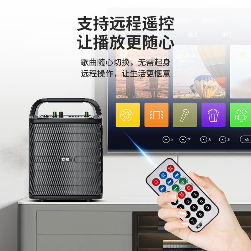 索爱(soaiy)SA-F33手提音响高低音户外k歌大音量广场舞电木吉他乐器音箱直播小型家用音箱 单麦高清大图
