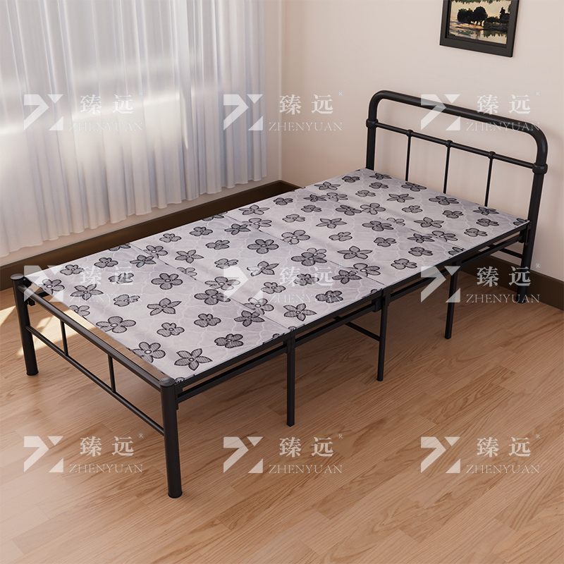 臻远 ZY4052512 钢木床简易折叠床单人床四折 宽1.2米银彩 1张高清大图