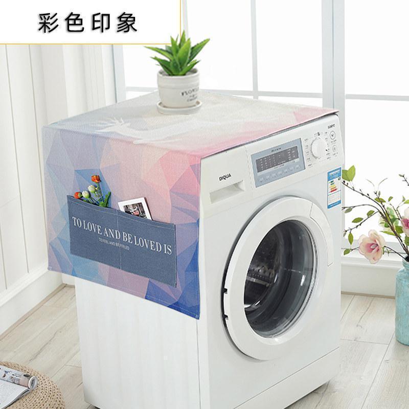 BONJEAN全自动滚筒式 洗衣机罩 防水防晒防尘罩套罩北欧盖布通用上开盖巾 彩色印象 双开门冰箱（170*66cm）升级防水