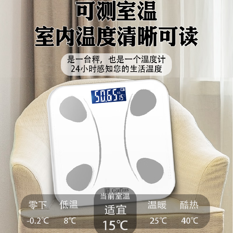 古菲斯(GUFIUS)GFTZ-8018体脂称*1长26cm宽26cm(单位:台)白高清大图