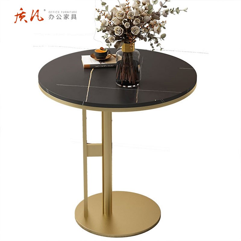 苏宁 质凡 办公家具轻奢岩板圆形边几小茶几 直径500*600高高清大图
