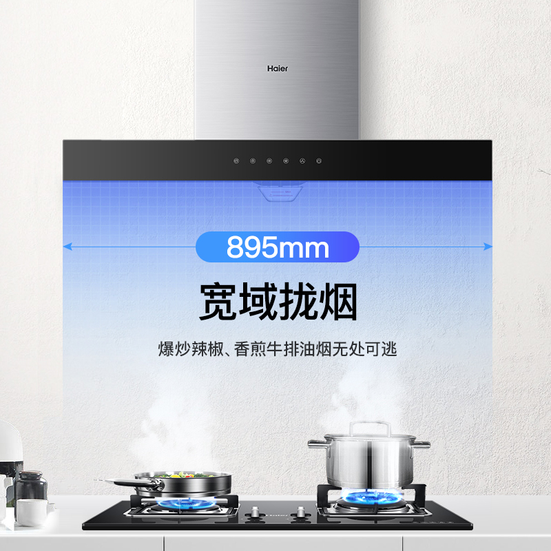 海尔(Haier)吸排油烟机CXW-219-ET903 欧式抽油烟机 20爆炒大吸力 一级能效 触控 家用 海尔厨房电器高清大图