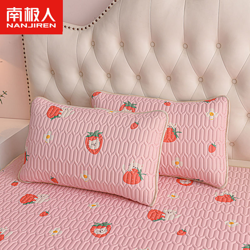 南极人乳胶枕套一对装夏冰丝枕头套48x74cm成人单人一只装可水x 48x74cm乳胶枕套一只装 草莓猫咪品质款