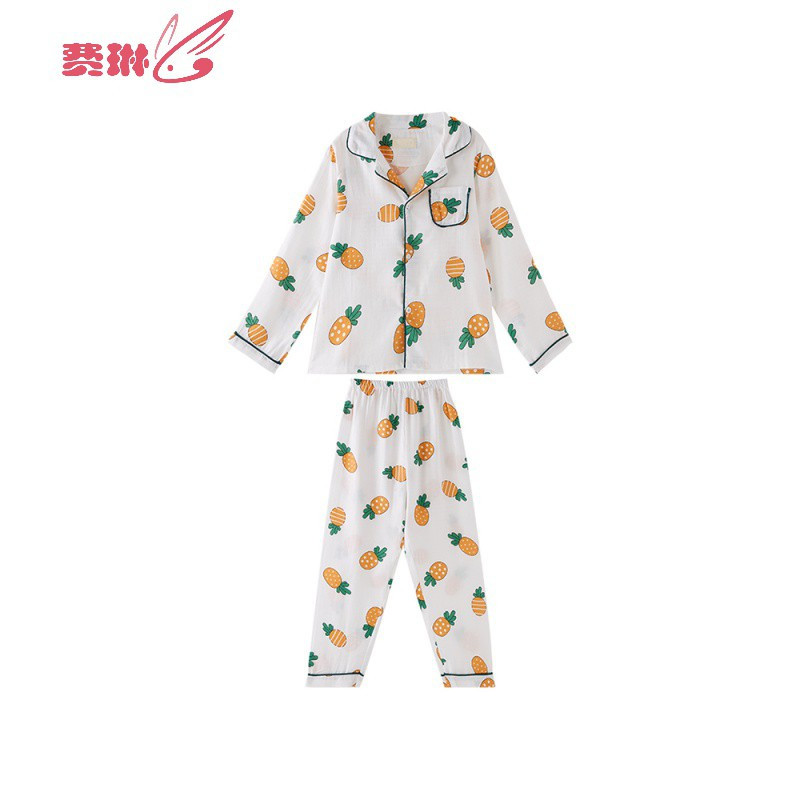 女童棉服2020装新款宝宝卡通内衣套装中大童睡衣两件套 费琳