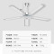 奥克斯(AUX)吊扇家用客厅铁叶工业吸顶56寸五叶大风力吊顶电风扇 FD-140AR1