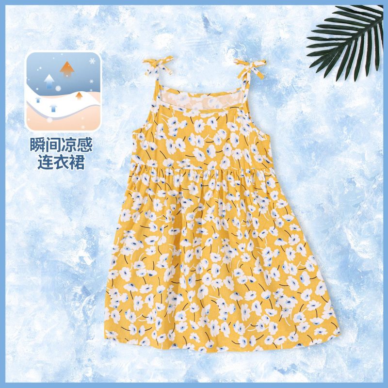 精典泰迪童装2021新款女童洋气碎花裙儿童夏季吊带裙子