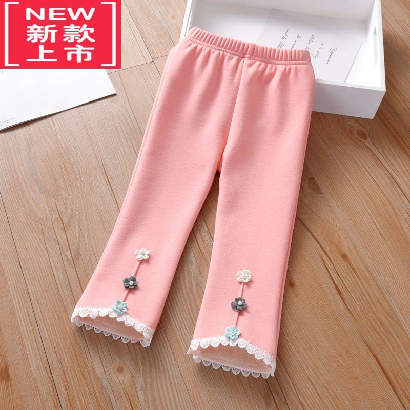 可莉允女童加绒裤子秋冬宝宝洋气保暖一体绒打底裤小女孩外穿百搭喇叭裤保暖裤图片