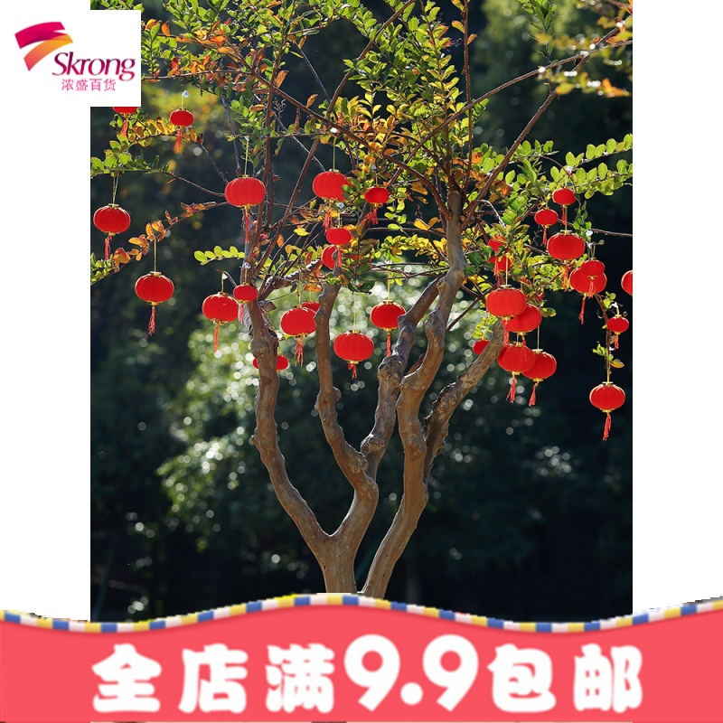 大红植绒小灯笼挂饰室内盆景场景布置乔迁户外阳台结婚庆装饰批發