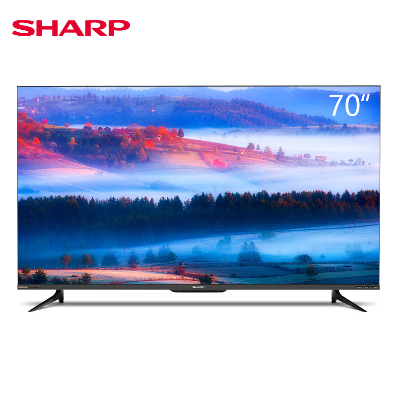 夏普 70D6UA 70英寸超薄4K超高清日本原装面板AI人工智能WIFI平板液晶电视+伸缩挂架+安装配件等 黑色/台
