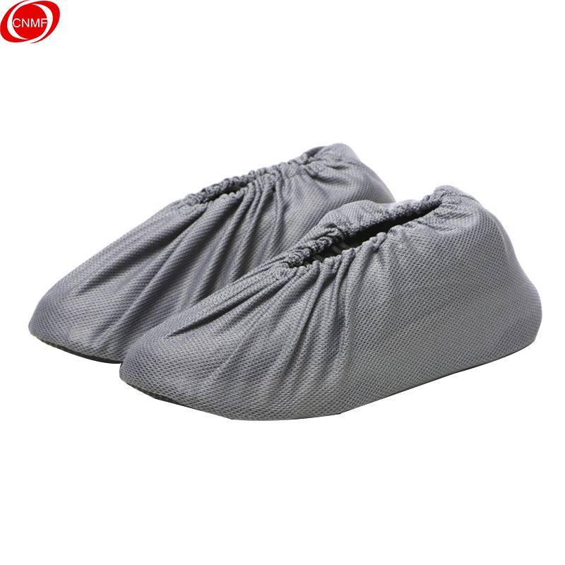 谋福CNMF 456 网布鞋套透气防滑布鞋套样板房鞋套夏季可洗加厚耐磨成人[银灰色网布防滑(5双)]