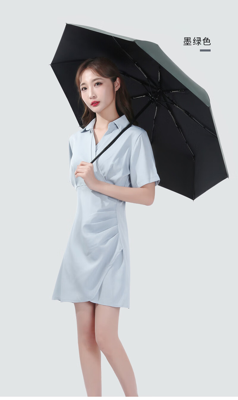 栀遇(ZHIYU)手动伸缩晴雨两用伞女士折叠便携防紫外线透气伞轻巧设计亮眼色彩选择多 军绿色