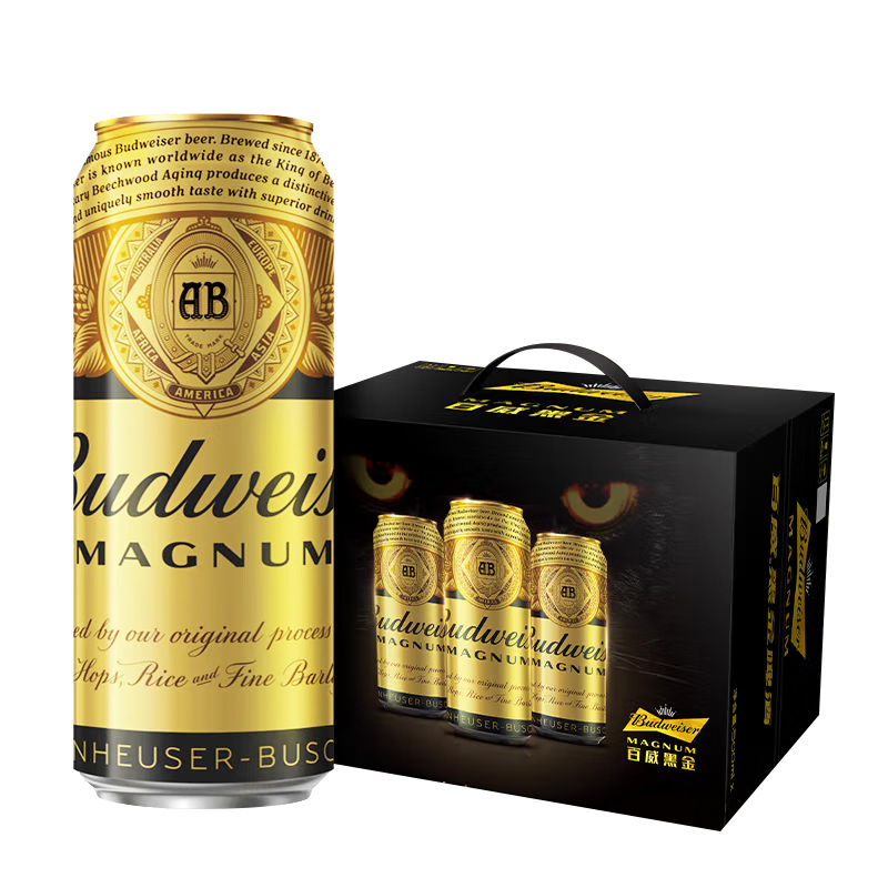 百威budweiser黑金啤酒500ml12听整箱装